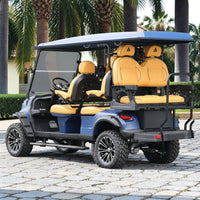 Sapphire Blue 6 Seater Golf Cart With Camel Seats - 48V Lifted Golf Cart LSV