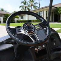 Sapphire Blue 6 Seater Golf Cart With Camel Seats - 48V Lifted Golf Cart LSV