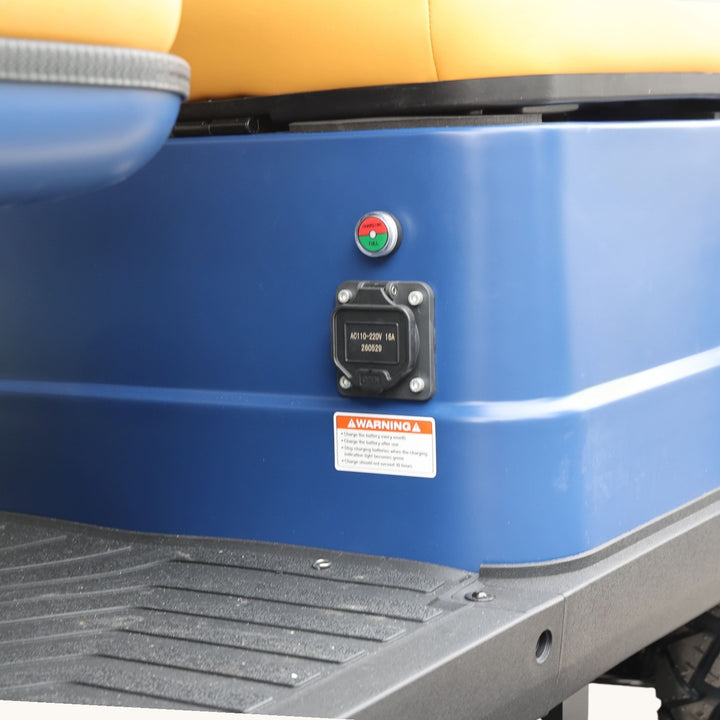 Sapphire Blue 6 Seater Golf Cart With Camel Seats - 48V Lifted Golf Cart LSV