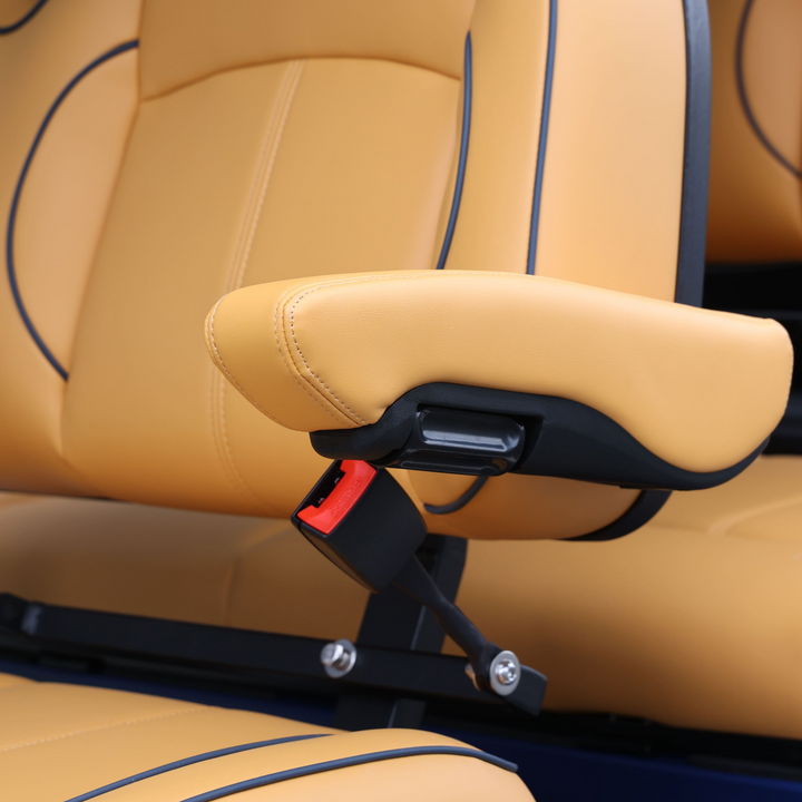 Sapphire Blue 6 Seater Golf Cart With Camel Seats - 48V Lifted Golf Cart LSV