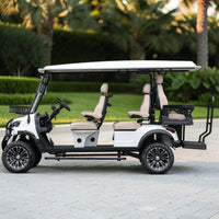 Signal White 6 Seater Golf Cart With Tan Seats - 206Ah Extended Range Golf Cart LSV