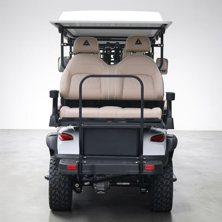 Signal White 6 Seater Golf Cart With Tan Seats - 206Ah Extended Range Golf Cart LSV