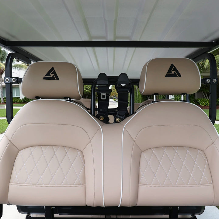 Signal White 6 Seater Golf Cart With Tan Seats - 206Ah Extended Range Golf Cart LSV