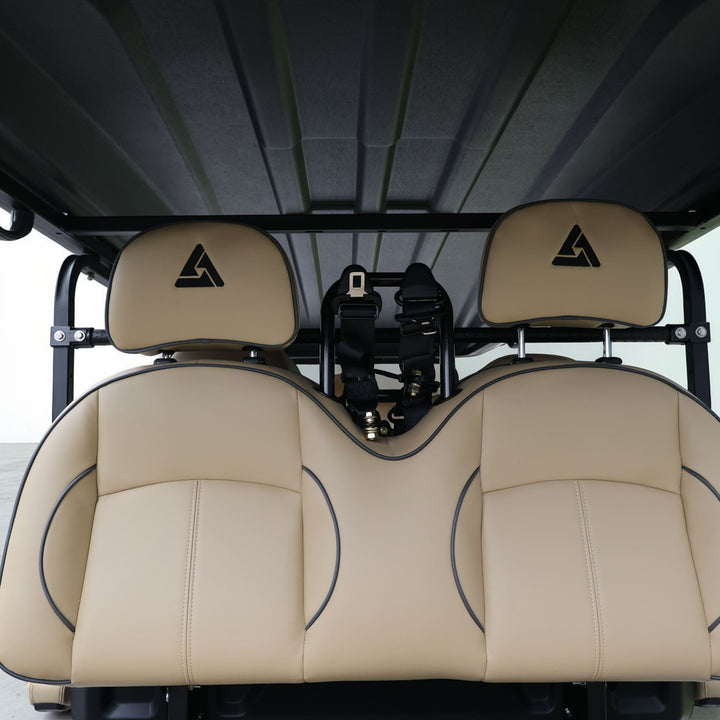 Matte Black grey 6 Seater With Beige Seats - 206ah Extended Range Lifted Golf Cart