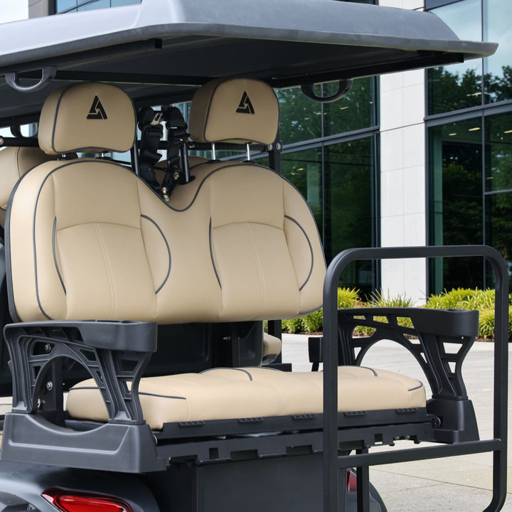 Matte Black grey 6 Seater With Beige Seats - 206ah Extended Range Lifted Golf Cart