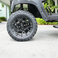Matte Black grey 6 Seater With Beige Seats - 206ah Extended Range Lifted Golf Cart
