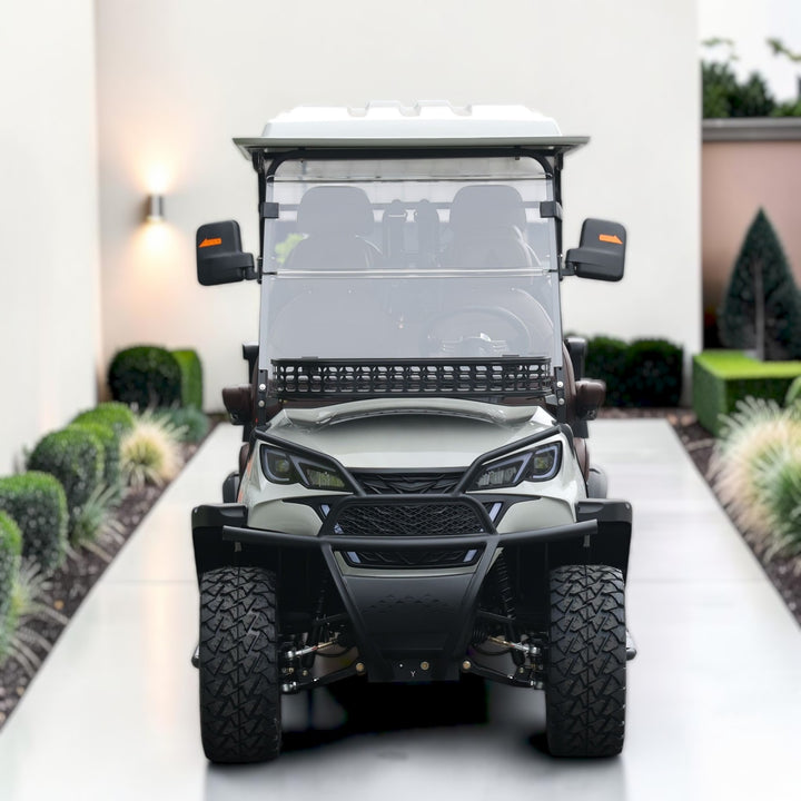 Agate Gray 6 Seater Golf Cart With Dark Brown Seats - 206ah Extended Range Golf Cart LSV