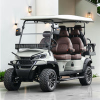 Agate Gray 6 Seater Golf Cart With Dark Brown Seats - 206ah Extended Range Golf Cart LSV