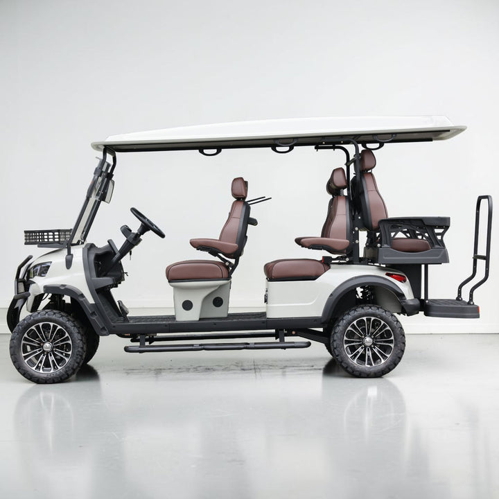 Agate Gray 6 Seater Golf Cart With Dark Brown Seats - 206ah Extended Range Golf Cart LSV