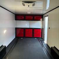 20ft Red Enclosed Trailer with Blackout Pkg, Cabinets, Finished Interior, A/C and Heat Strip – Premium Race Trailer