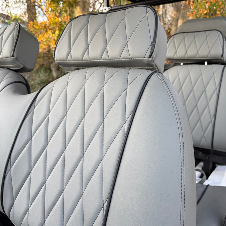 White 6 Seater 72v Lithium Golf Cart with Gray Seats