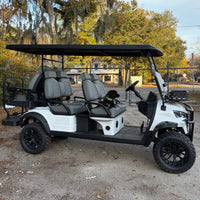 White 6 Seater 72v Lithium Golf Cart with Gray Seats