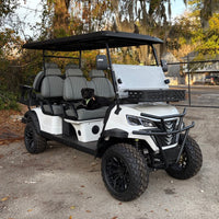 White 6 Seater 72v Lithium Golf Cart with Gray Seats