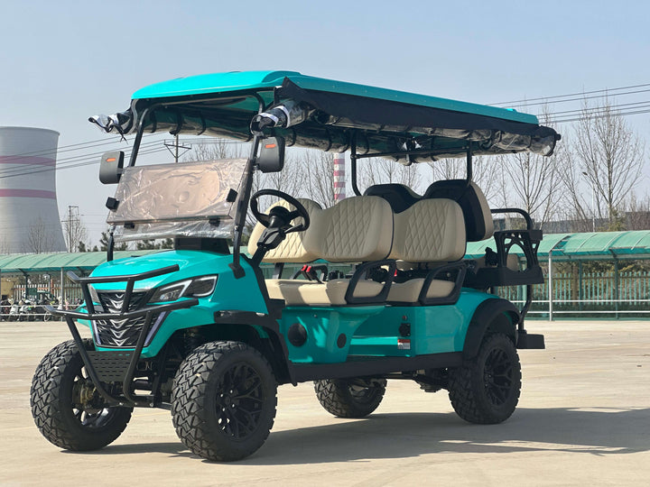 Jade Green 6 Seater Golf Cart w/ Saddle seats - 72v Lithium