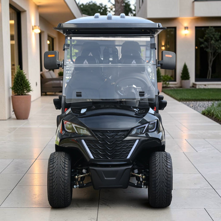 Jet Black 8 Seater Golf Cart With Black Seats - 206ah Extended Range Golf Cart LSV
