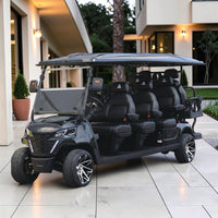 Jet Black 8 Seater Golf Cart With Black Seats - 206ah Extended Range Golf Cart LSV