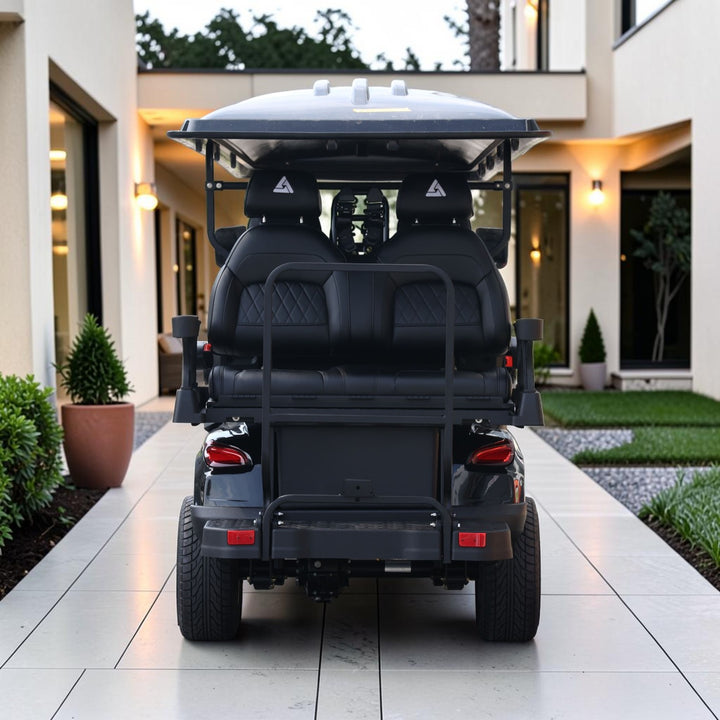 Jet Black 8 Seater Golf Cart With Black Seats - 206ah Extended Range Golf Cart LSV