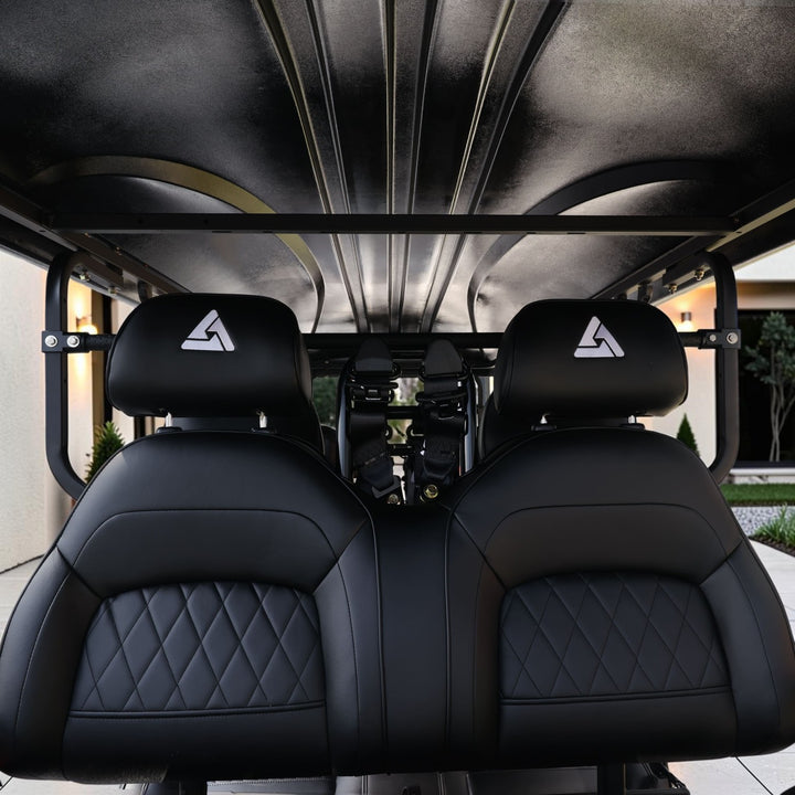 Jet Black 8 Seater Golf Cart With Black Seats - 206ah Extended Range Golf Cart LSV