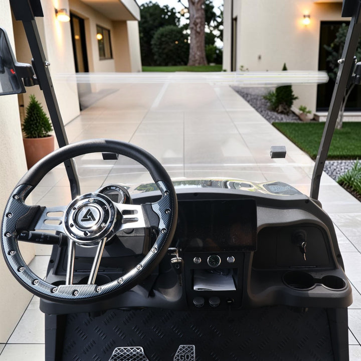 Jet Black 8 Seater Golf Cart With Black Seats - 206ah Extended Range Golf Cart LSV