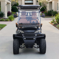 Jet Black 6 Seater Golf Cart With Saddle Seats - 206ah Extended Range Golf Cart LSV