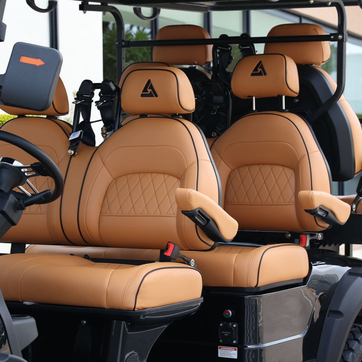 Jet Black 6 Seater Golf Cart With Saddle Seats - 206ah Extended Range Golf Cart LSV