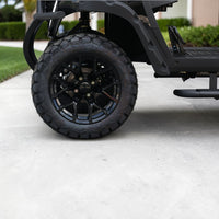 Jet Black 6 Seater Golf Cart With Saddle Seats - 206ah Extended Range Golf Cart LSV