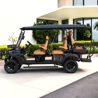 Jet Black 6 Seater Golf Cart With Saddle Seats - 206ah Extended Range Golf Cart LSV