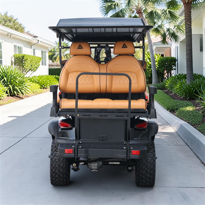 Jet Black 6 Seater Golf Cart With Saddle Seats - 206ah Extended Range Golf Cart LSV