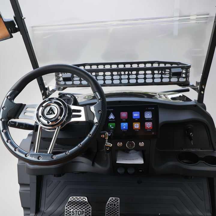 Jet Black 6 Seater Golf Cart With Saddle Seats - 206ah Extended Range Golf Cart LSV