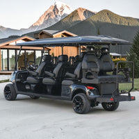 Jet Black 8 Seater Golf Cart With Black Seats - 206ah Extended Range Golf Cart LSV