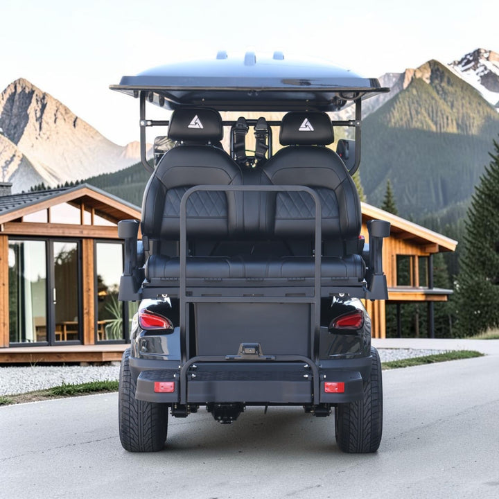 Jet Black 8 Seater Golf Cart With Black Seats - 206ah Extended Range Golf Cart LSV