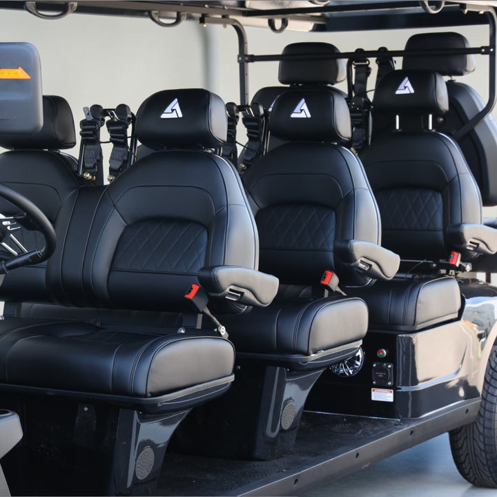 Jet Black 8 Seater Golf Cart With Black Seats - 206ah Extended Range Golf Cart LSV