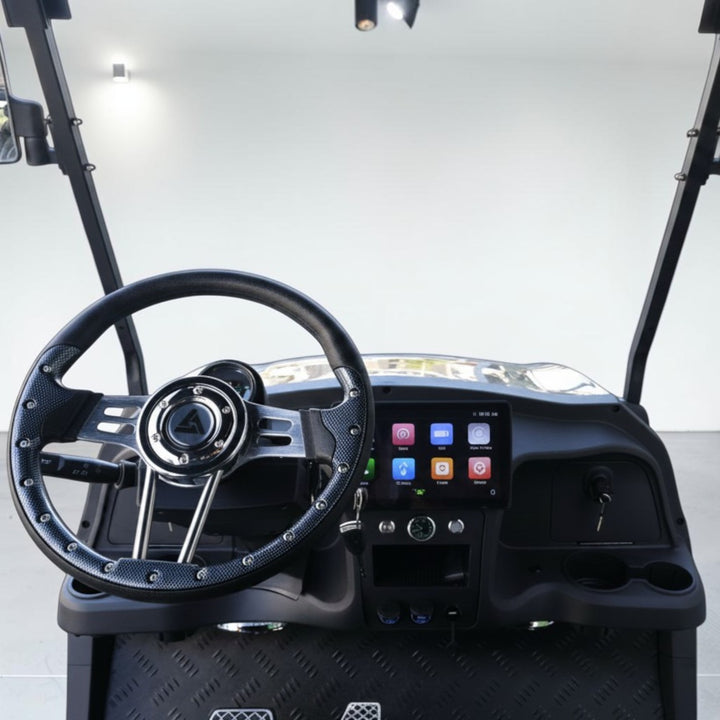 Jet Black 8 Seater Golf Cart With Black Seats - 206ah Extended Range Golf Cart LSV
