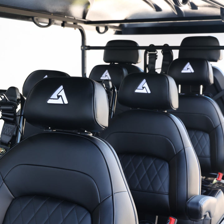 Jet Black 8 Seater Golf Cart With Black Seats - 206ah Extended Range Golf Cart LSV