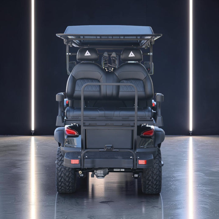 Jet Black 6 Seater Golf Cart With Black Seats - 206ah Extended Range Golf Cart LSV