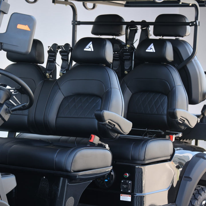 Jet Black 6 Seater Golf Cart With Black Seats - 206ah Extended Range Golf Cart LSV