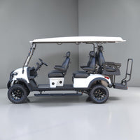 Signal White 6 Seater Golf Cart With Black Seats - 206ah Extended Range Golf Cart LSV