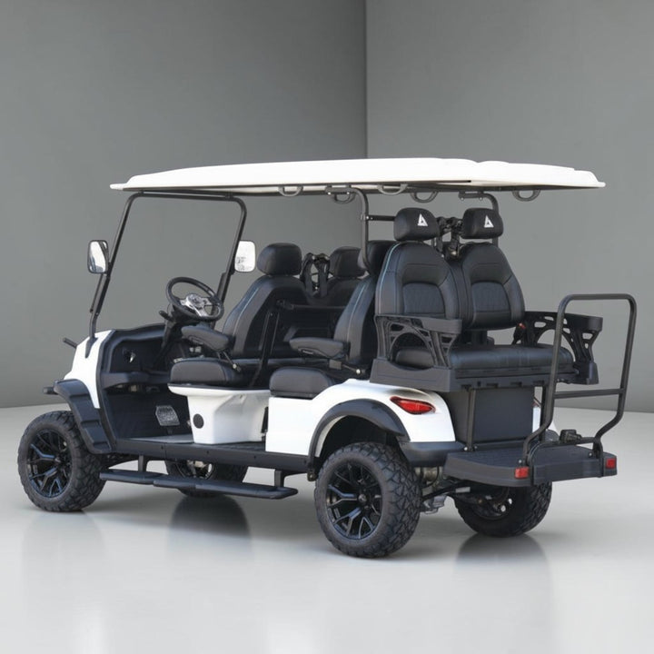 Signal White 6 Seater Golf Cart With Black Seats - 206ah Extended Range Golf Cart LSV