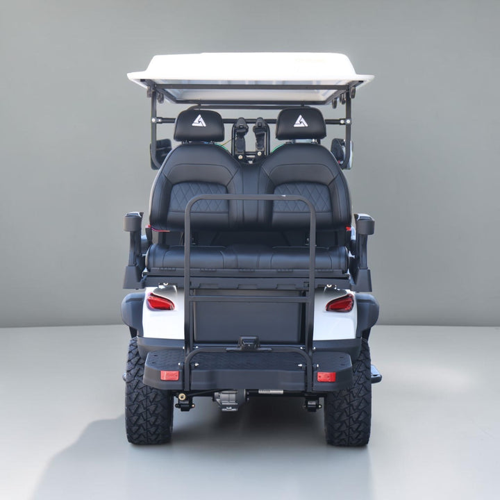 Signal White 6 Seater Golf Cart With Black Seats - 206ah Extended Range Golf Cart LSV