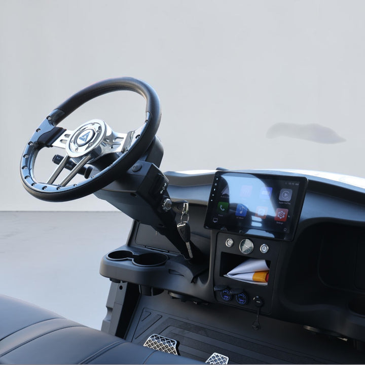 Signal White 6 Seater Golf Cart With Black Seats - 206ah Extended Range Golf Cart LSV