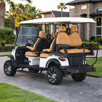 Signal White 6 Seater Golf Cart With Saddle Seats - 206ah Extended Range Golf Cart LSV