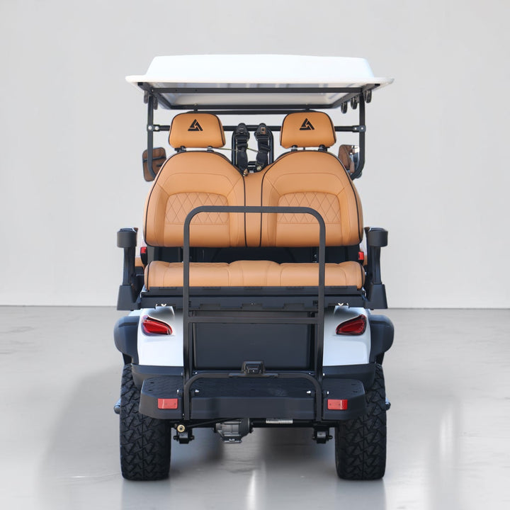 Signal White 6 Seater Golf Cart With Saddle Seats - 206ah Extended Range Golf Cart LSV
