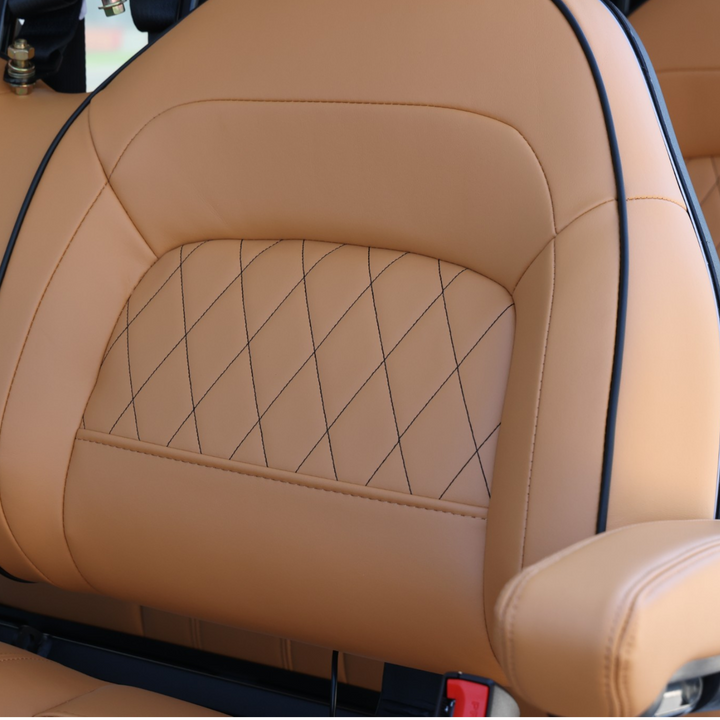 Signal White 6 Seater Golf Cart With Saddle Seats - 206ah Extended Range Golf Cart LSV