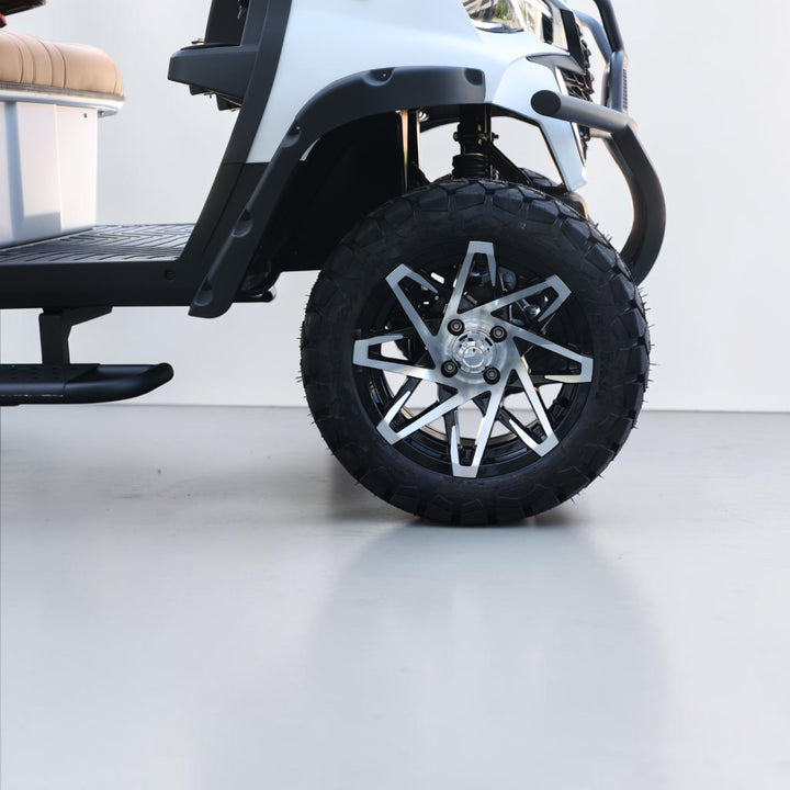 Signal White 6 Seater Golf Cart With Saddle Seats - 206ah Extended Range Golf Cart LSV