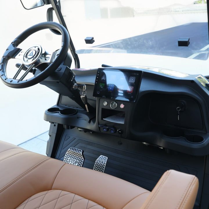 Black Green 6 Seater Golf Cart With Saddle Seats - 206ah Extended Range Golf Cart LSV