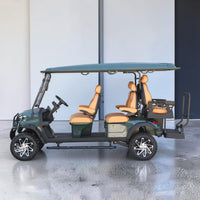 Black Green 6 Seater Golf Cart With Saddle Seats - 206ah Extended Range Golf Cart LSV