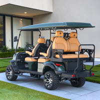 Black Green 6 Seater Golf Cart With Saddle Seats - 206ah Extended Range Golf Cart LSV