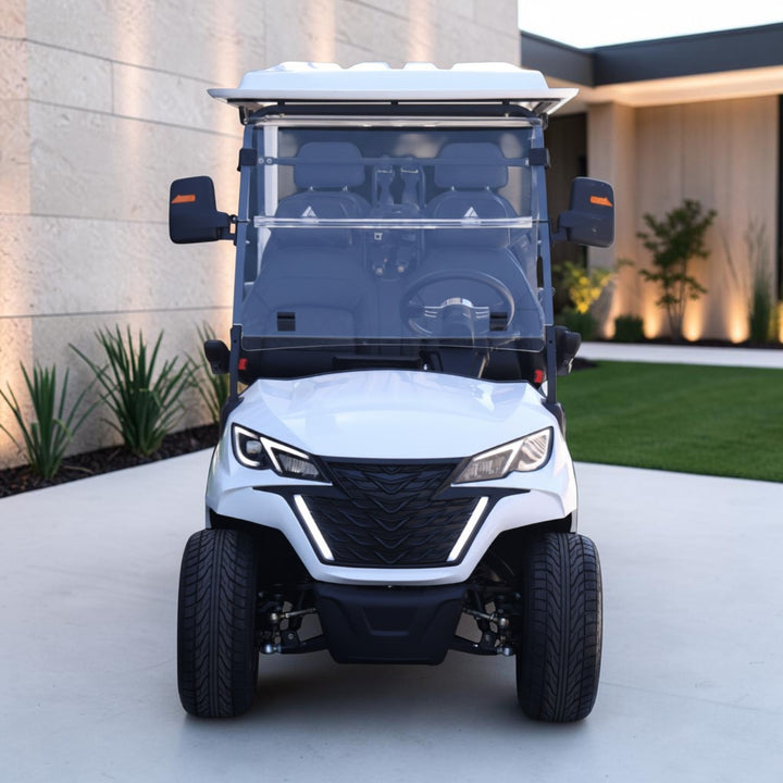 Signal White 6 Seater Golf Cart With Black Seats - 206ah Extended Range Golf Cart LSV