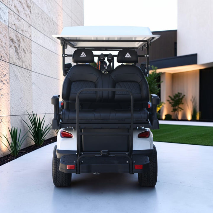Signal White 6 Seater Golf Cart With Black Seats - 206ah Extended Range Golf Cart LSV