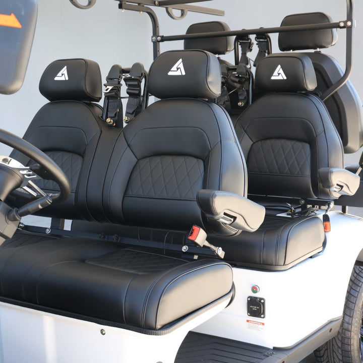 Signal White 6 Seater Golf Cart With Black Seats - 206ah Extended Range Golf Cart LSV